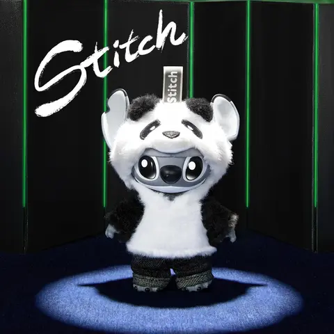 MINISO Disney Limited-Edition GenZ Stitch Look Anime/Manga Panda Polyester Stuffed Toy Plushie Keychain Accessory - 15.5cm Kawaii, Unisex Adult, Removable Hat, Ideal for Bedrooms & Desks, Birthday Gifts for Stitch Fans, Store in Cool Dry Place