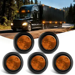 Nilight 5PCS Amber Round Trailer LED Marker Clearance Light Kit - 4 Bright LEDs, Flush Mount, ABS Shell, Plug, Grommet, Pigtail, Hardwired Safety Lighting for Trailer, Truck, Trailer Light Kit