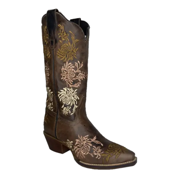 Laredo Ladies Sylvan Floral Tobacco Brown Leather Boots 54271-BN123