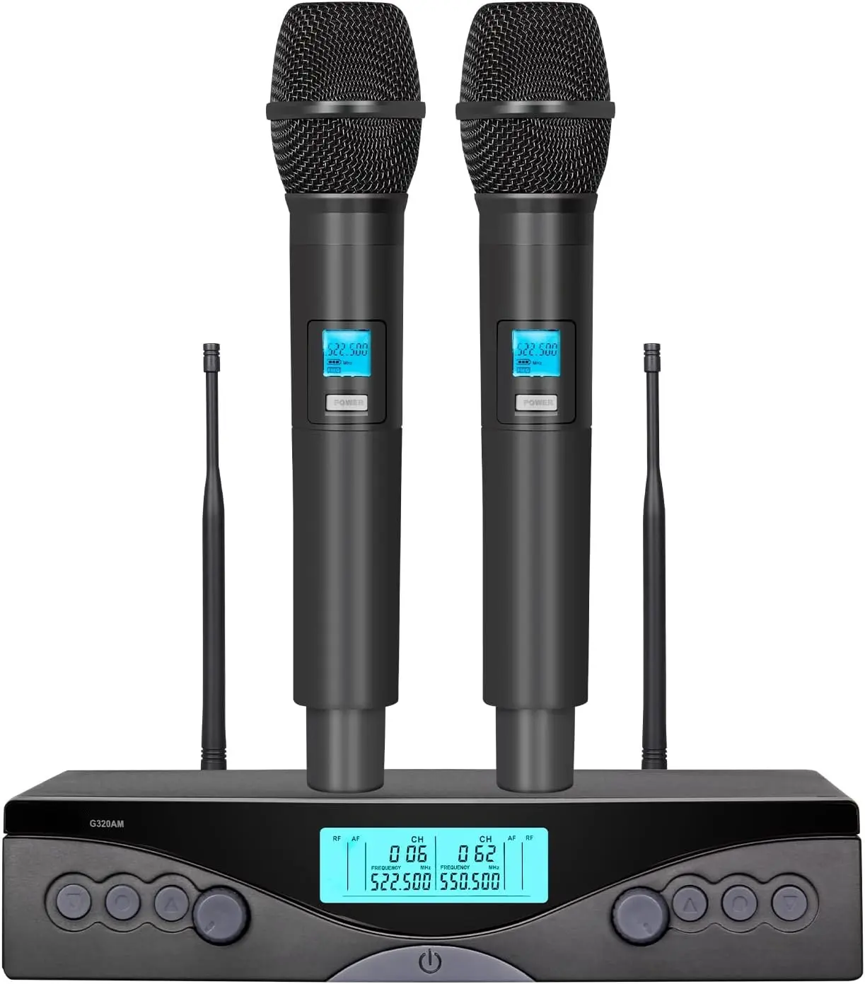 [10-Year Warranty] K-MYZS Compact UHF Dual-Channel Wireless Handheld Dynamic Microphone System, Professional Cordless Set with 200ft Range, Suitable for Home Karaoke, Weddings, Conferences