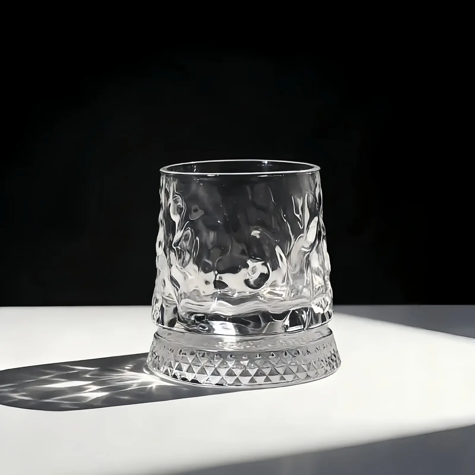 Bark-Textured Rotating Whiskey Glass