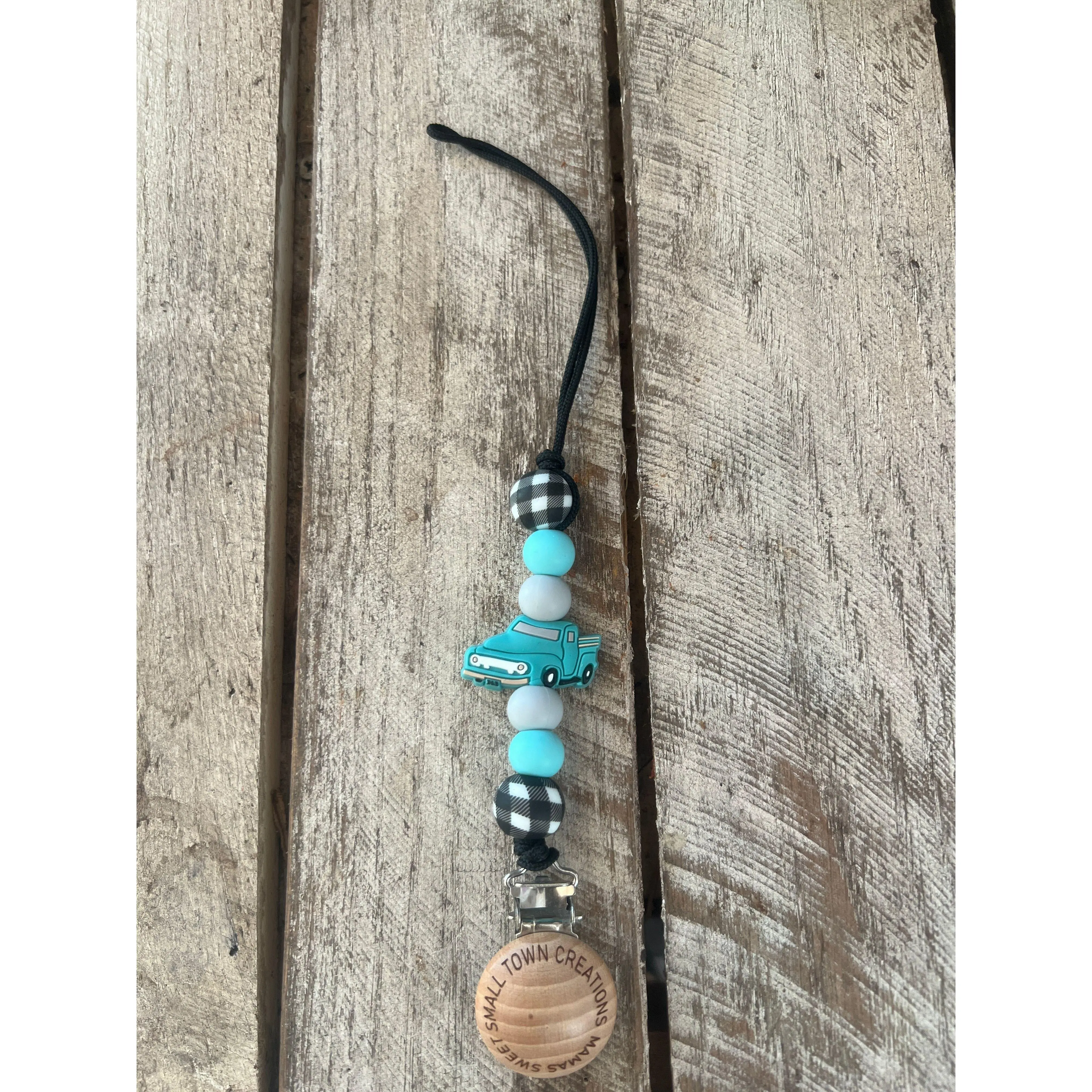 Turquoise Truck Pacifier Holder