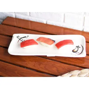 Pack Of 6 Eggplant With Zen Swirl Wavy Appetizer Meat Skewers Sushi Long Plates