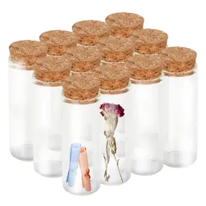 12 Pack 40ml Mini Bottles, Small Glass Bottles Jars with Cork Caps, Wish Bottles, Message Bottles for Wedding Favors and Art Crafts DIY Decoration(1.35 Oz, 1.18" x 3.15")