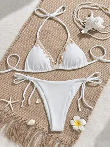 Women's Backless Bikini Set Push-Up Design Swimwear for Beach Vacation & Spa Sexy Women's Swimsuit for Summer Patchwork Bikini Sets