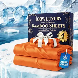MUXHOMO 100% Viscose Derived from Bamboo Sheet Set Queen, Twin Full Queen Cooling Sheets for Hot Sleepers, 2300TC Sateen Weave King Bedding Sheets, 16" Deep Pocket Corner Straps, Soft Breathable Hotel Quality Sheets Cosy Home Collection