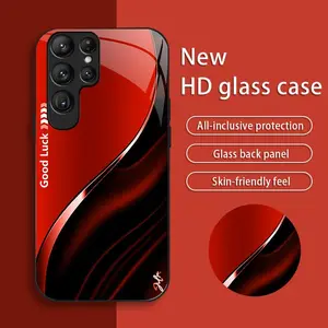 Suitable for [Galaxy S22 Ultra 5g] Simple silk gradient glass phone case, affordable, fully shockproof, drop-proof and wear-resistant-888