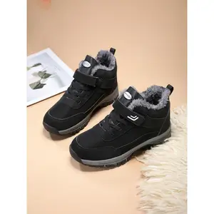 Men's Winter Snow Boots, Fleece Lined Warm Anti-Slip Cotton Shoes, Middle Aged Frost Resistant, Below Ankle Height, Casual Style