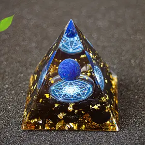 Orgone Amethyst Vitality Pyramid - Natural Stone Focus Decor for Desk Serenity Meditation Pyramid 3d  fidget  star