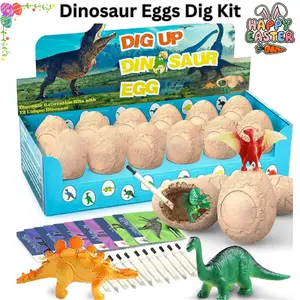 Dig Up Dinosaur Fossil Eggs, Break Open 12 Unique Eggs and Discover 12 Cute Dinosaurs, Easter Digging Toy for 3 4 5 6 7 8 9-12 Year Old Boys Archaeology Science STEM Gift