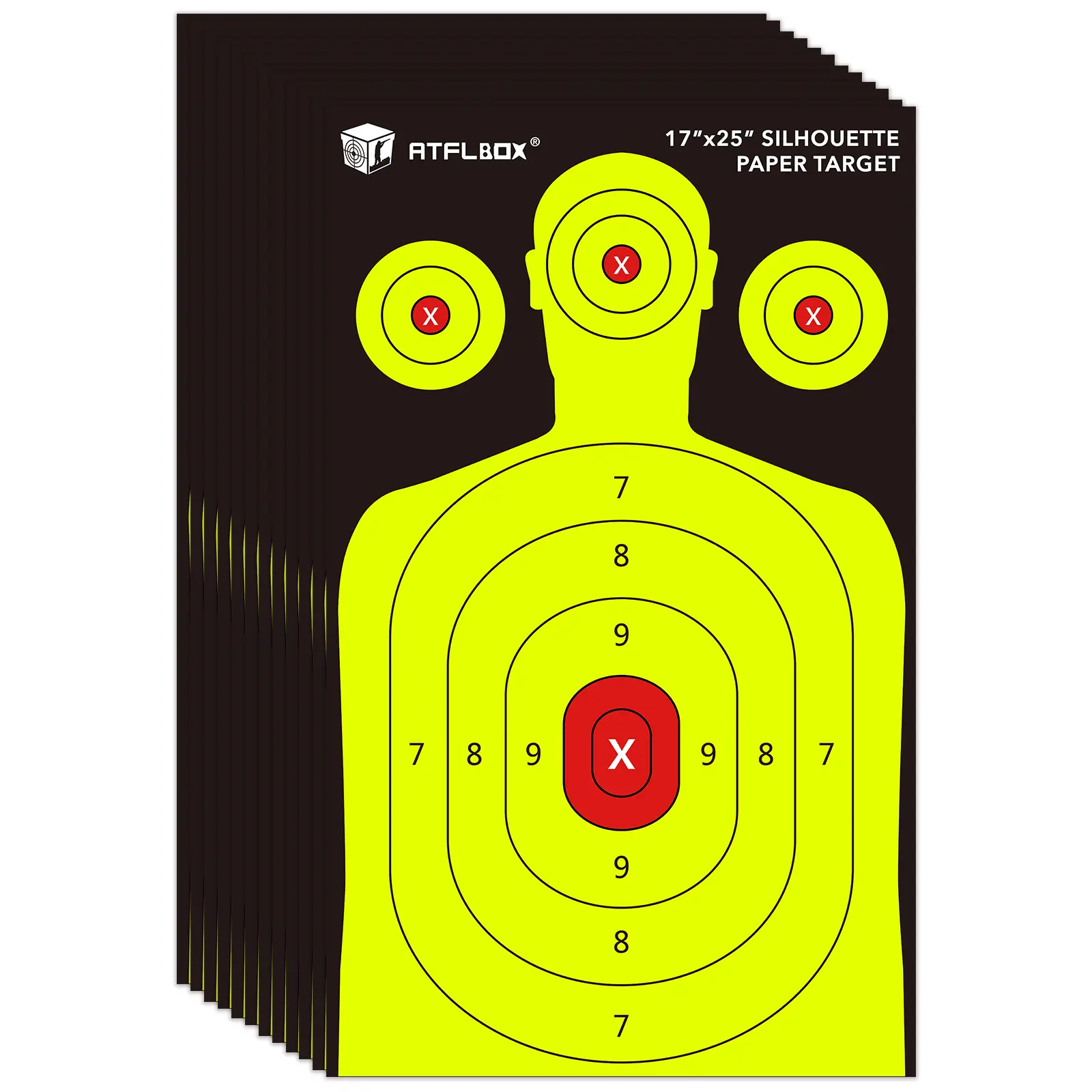 Atflbox 25 PCS Silhouette Target Paper, 17X25" in High Visibility Shooting Targets for Indoor-Outdoor Practice, Hunting Range Equipment, Training, Skills
