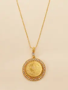 Arabic Pendant Necklace, Turkish Coin Necklace, Retro Style, Small Rhinestones, Middle East Wedding Jewelry, Luck Symbol