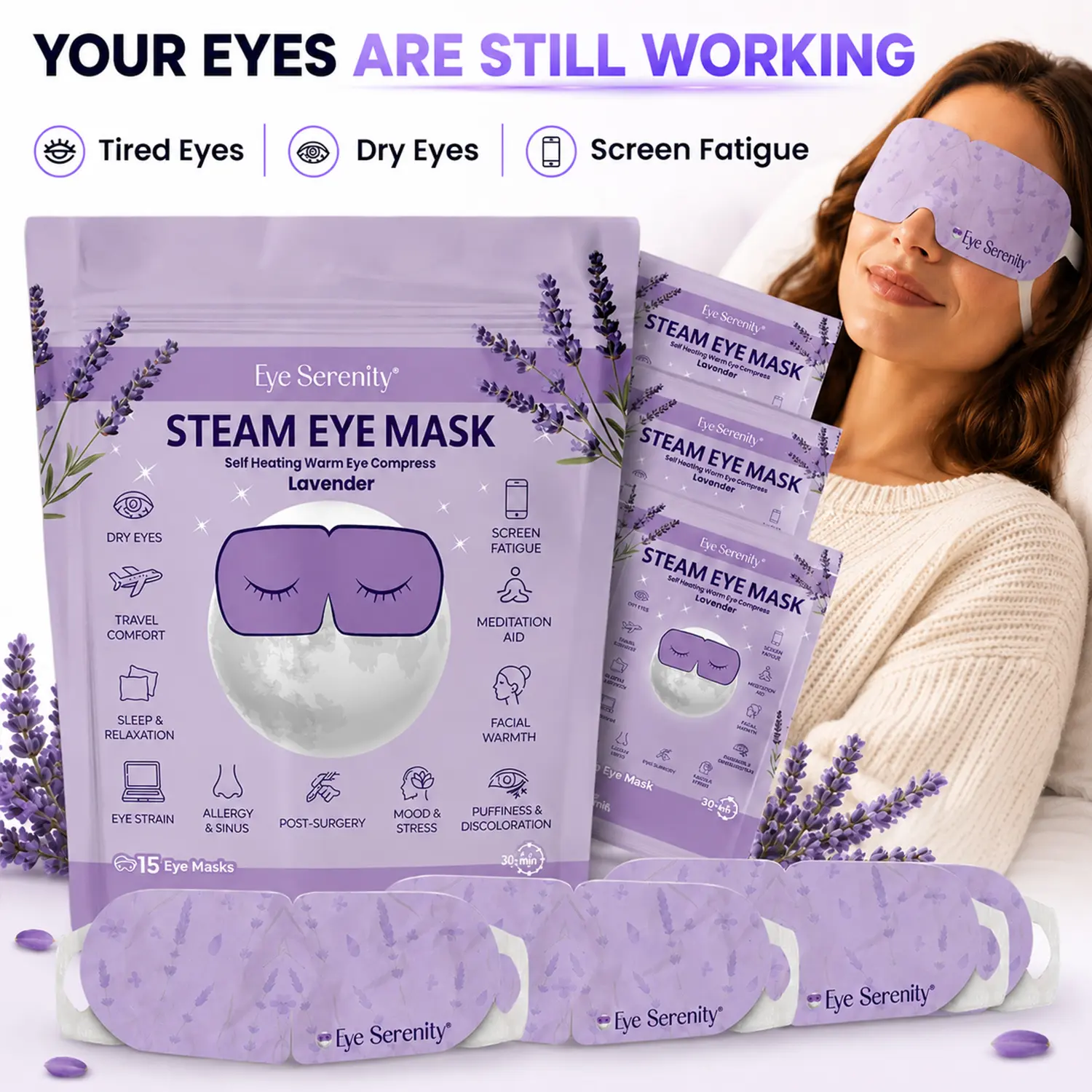 Eye Serenity Steam Eye Mask for Sleep – Lavender