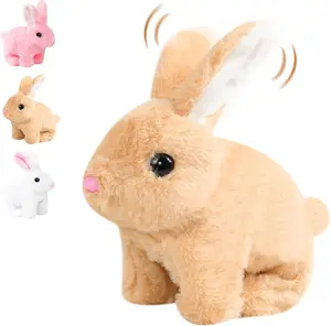 Bunny - Easter My Realistic Bunny Toy, Interactive Bunny Realistic Bunny - Jumping, Twitching, and Shaking Ears, Bunny Realistic Bunny Toy, Bunbi Realistic Bunny, Realistic Bunny Toys (Brown) Soft Stuffed Animal Soft Cuddly Gift