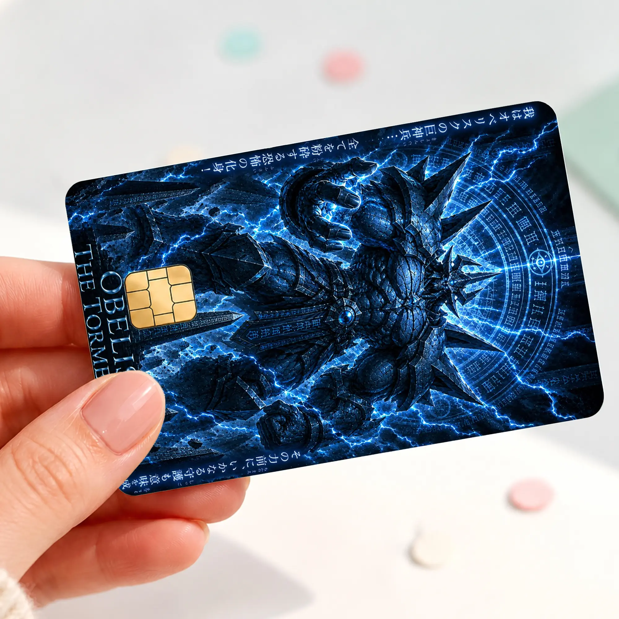 Blue Lightning Dark Warrior Credit Card Skin, Anime Card Sticker