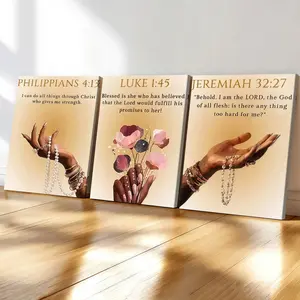 3-Piece Wood Frame Canvas Set, Inspirational Women's Theme Triptych Decor, Modern Home Decoration, Modern Living Room Art, Waterproof Wall Poster for Bedroom Office Hallway