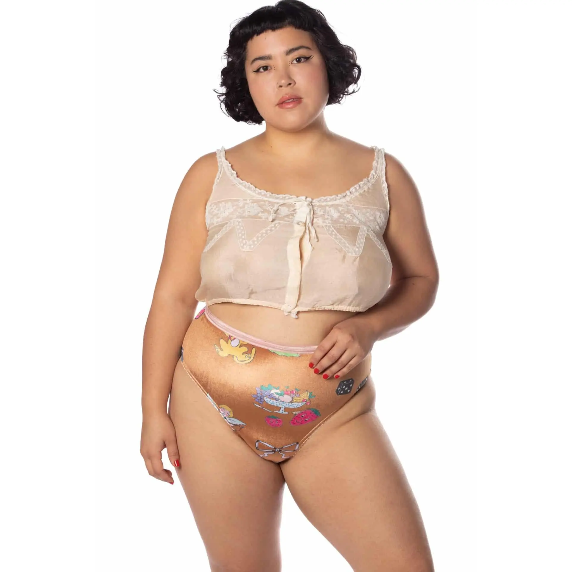 69 Tearz Printed Velvet High-Waist Thong Underwear