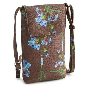 Vera Bradley Women's Outlet Faux Leather Slim Easy Crossbody Bag Bachelor Button Dot
