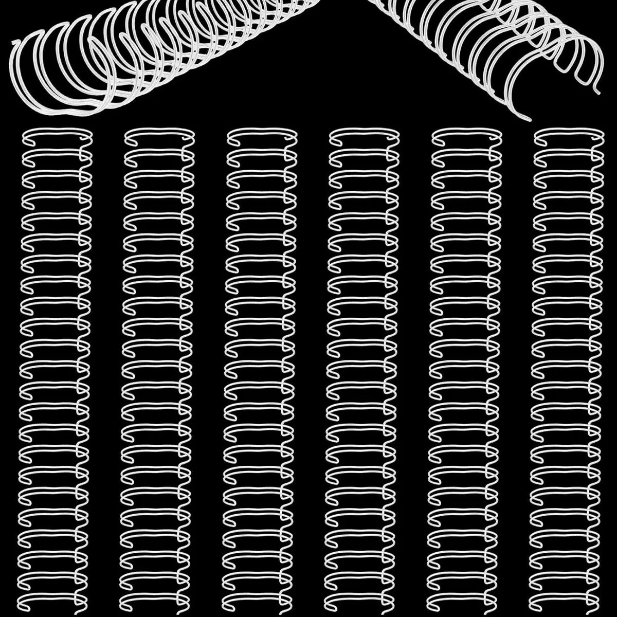 6 Pieces Binding Wire Twin Loop Wire Binding Spines Double Loop Binding Wire 1 Inch Cinch Wire Binding Diameter 23 Holes for Teacher Student Document Notebook Making (White)