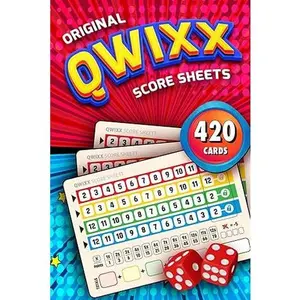 Original Qwixx Score Sheets: Family Dice Game Multi-colored Score Pads (420 Replacement Qwix Scorecards)