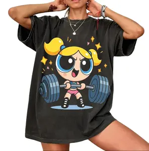 Cute Powerpufff Bubbles Strong Girl Gym Graphic T-Shirt, Y2K #Powerpuf Fitness, Workout Shirt, Trending 2026, Weightlifters, Bodybuilding Shirt, Pump Cover Gym Tee for Men Women