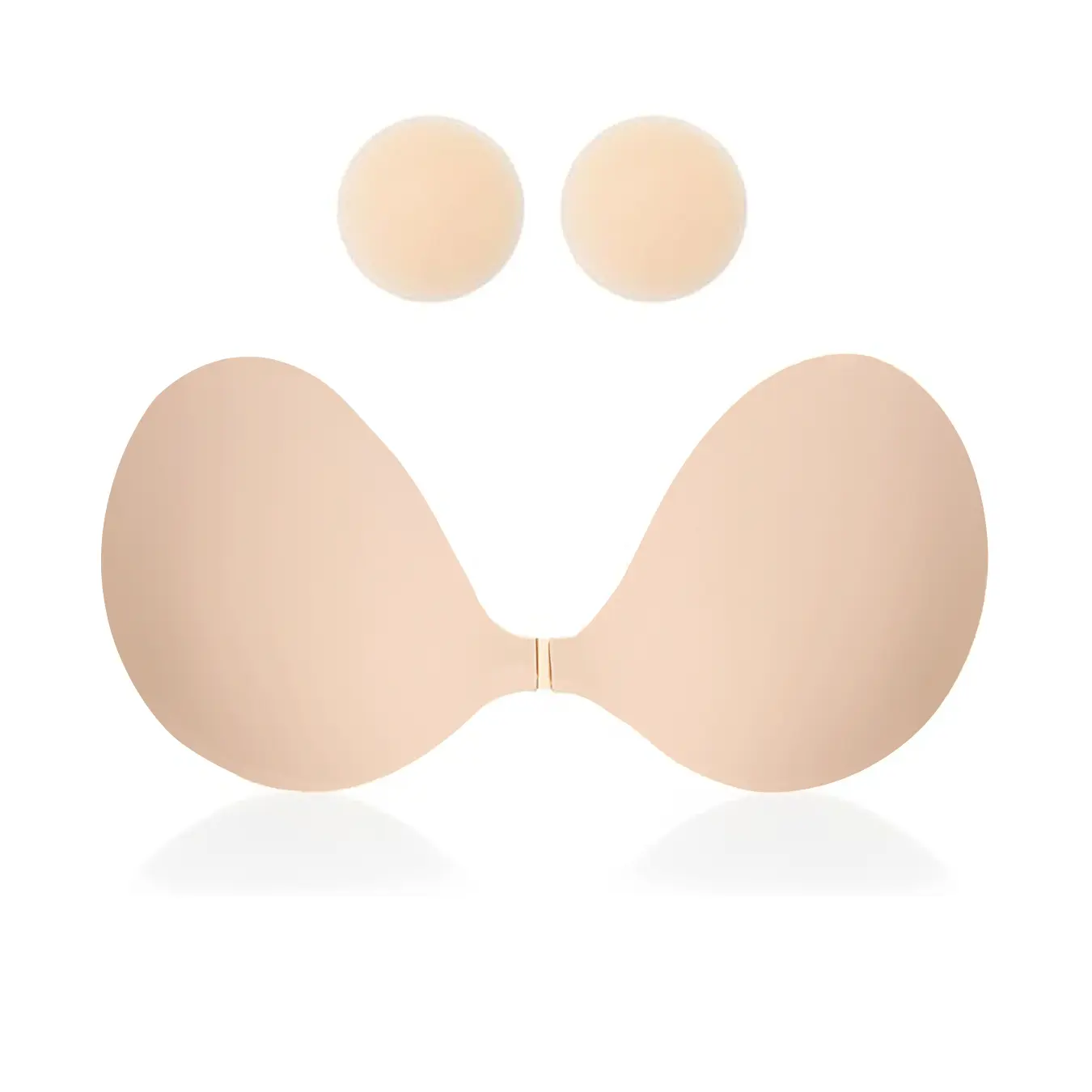 Strapless Adhesive Bra for Women, Soft Silicone Push Up with Front Button, Reusable & Invisible Nipple Covers for Backless Cocktail Dresses, Comfortable, Evening, Smooth