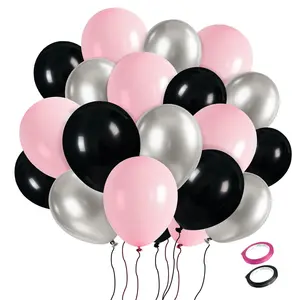 Pink Black and Silver Balloon Decoration Set 30 Pieces for Party Event Birthday Wedding Celebration