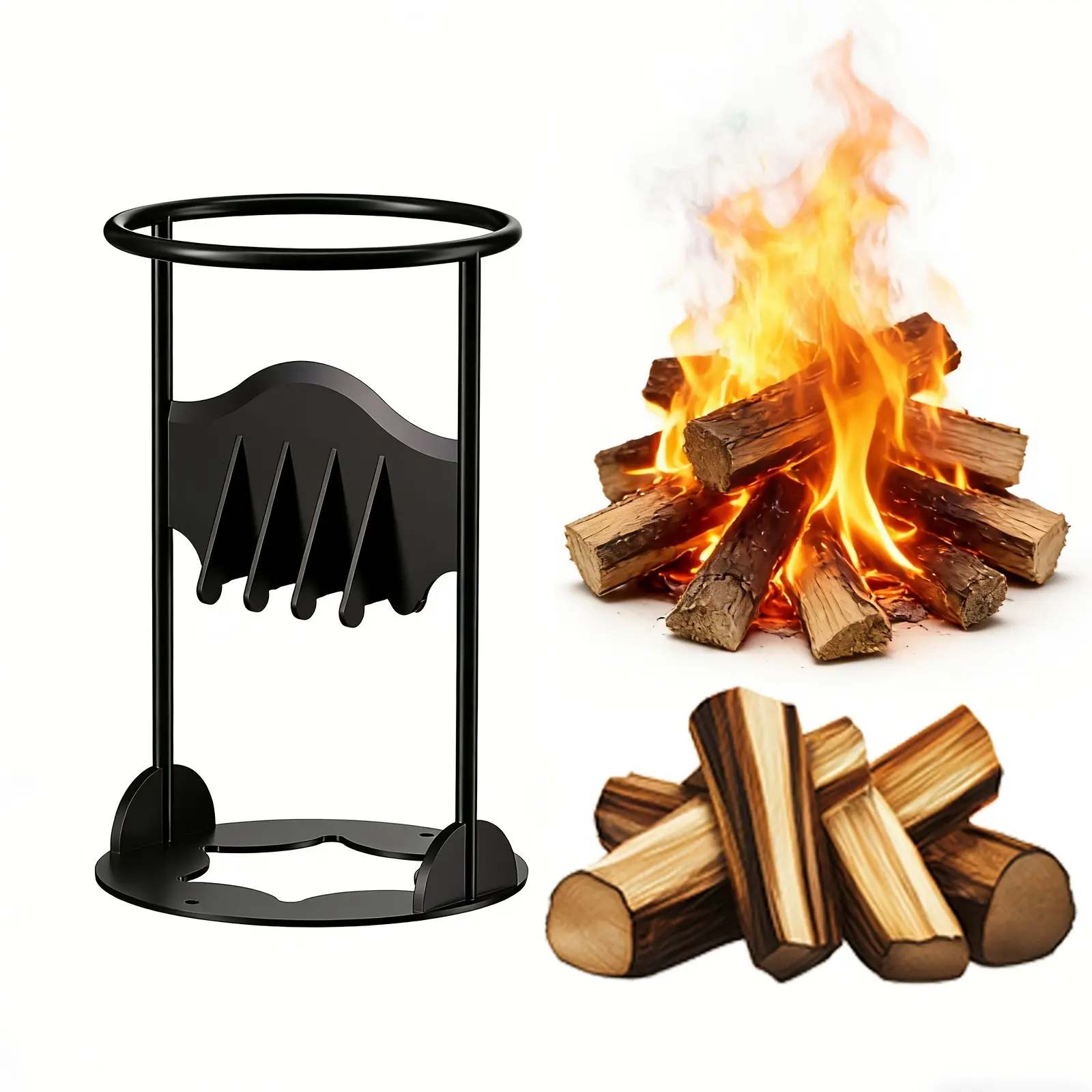 Heavy Duty Kindling Splitter, Manual Firewood Log Splitter for Fireplace, Fire Pit, Camping & Backyard Wood Preparation