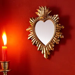 Flame Heart Decorative Hanging Ornament, Resin Material Sacred Heart Decoration, Religious Wall Decor, Home Wall Decor, Heart Rivet Decor
