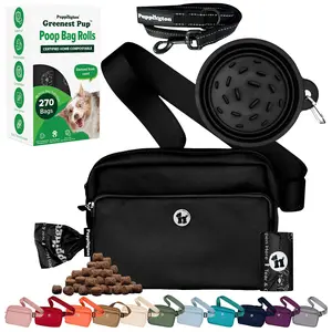 Walk Star Kit: 3-in-1 Crossbody Dog Walk Bag, Bowl & Leash plus 270 Refill Poop Bags