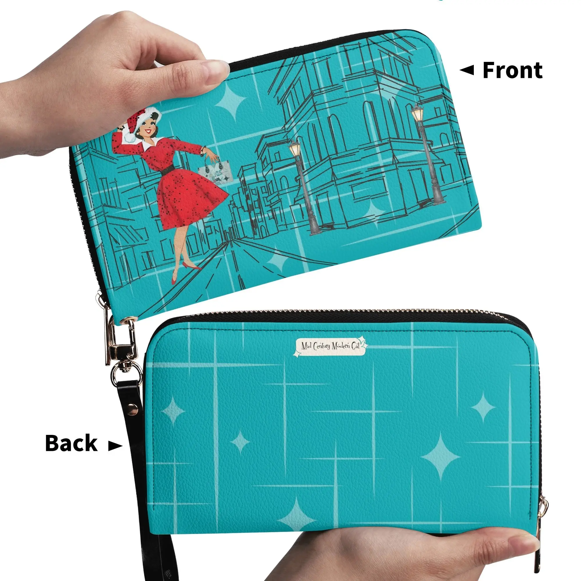 Mid Century Modern Christmas Mod Gal City Vibes Atomic Starburst Christmas Kitschy Mid Century Modern Wristlet