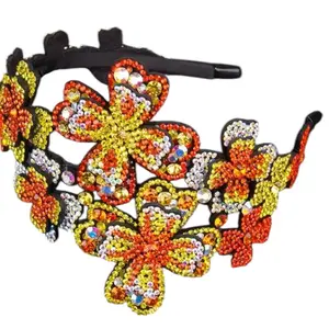 Lily Fashion Diadamas Headband with Floral Design, Gold Accents, and Colorful Beads