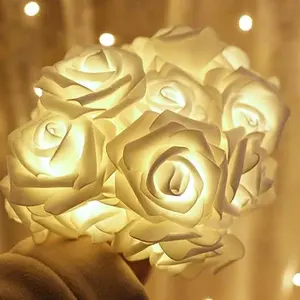 White Rose Flower Shaped String Lights For Christmas Halloween Wedding Garden Party Decoration | 9 pcs a pack | US Seller