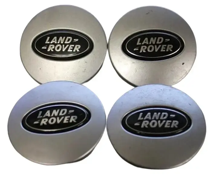 Land Rover Range Rover OEM Silver & Black Center Hub Cap Set - 4-Piece Nice Used Condition Auto Replacement Wheel Accessory, Part Number RRJ500030XXX T1201