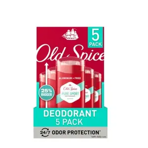 Old Spice High Endurance Deodorant Pure Sport Scent 48-Hour Protection 3.0 oz 5 Pack Aluminum Free Odor Control