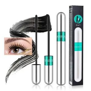 4D Silk Fiber Black Waterproof Mascara Natural Lengthening Thickening Lash Mascara No Clumping Smudge-proof Mascara Lasting All Day，Vitamin E, and Keratin for Dry or Brittle Lashes（Classic Black）