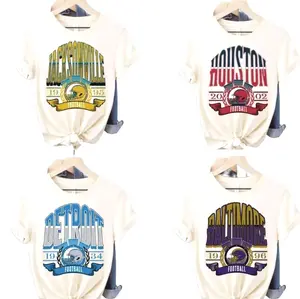 Vintage All Team Football T-shirt, Retro Style Team Graphic Tee, Trendy Streetwear Top, Comfortable Casual Outfit, Great Gift Idea For College Football Lovers