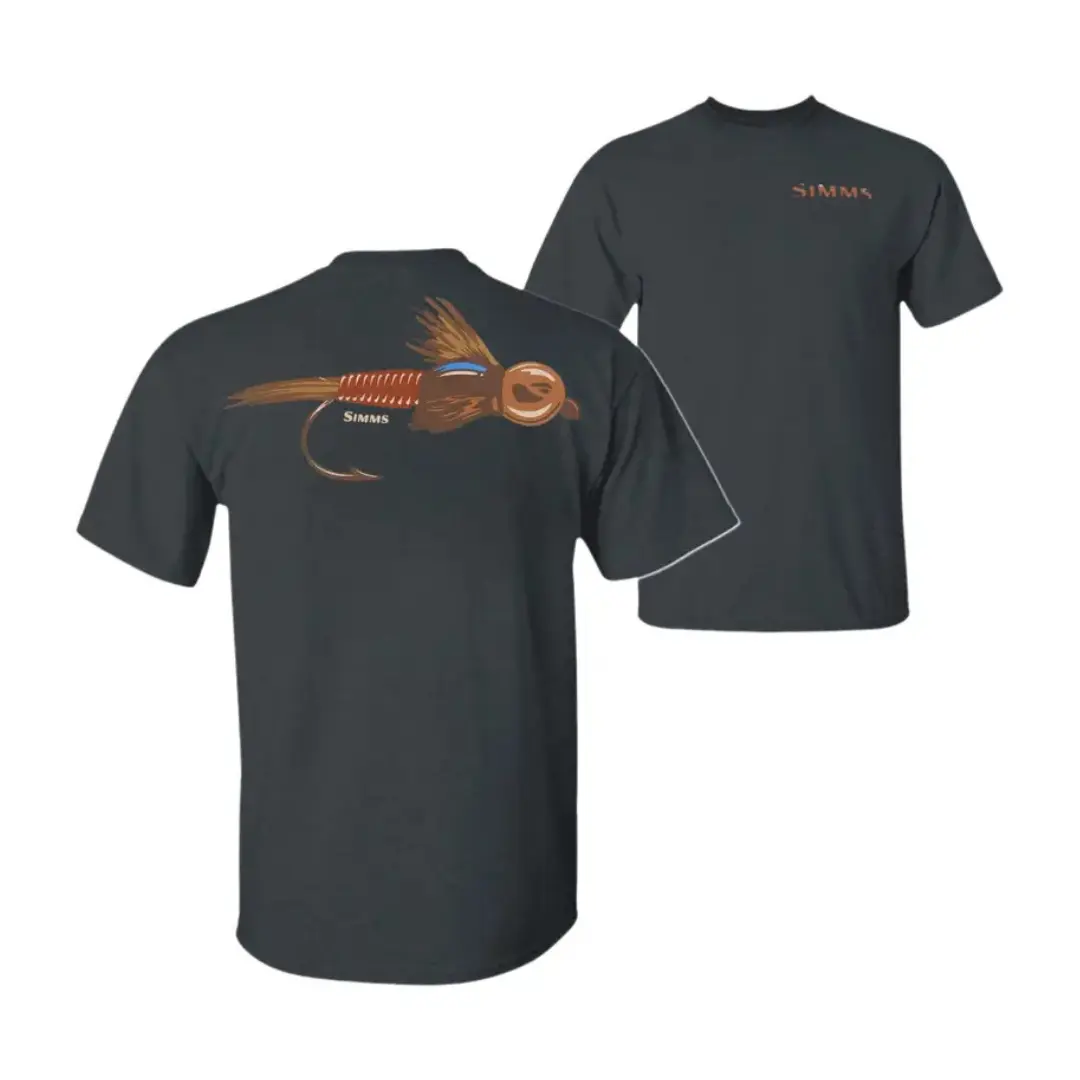 Simms Fly Fishing Lure T-Shirt – Black Trout Angler Graphic Tee, Outdoor Fishing Shirt, Gift for Fishermen, Shirt For Men