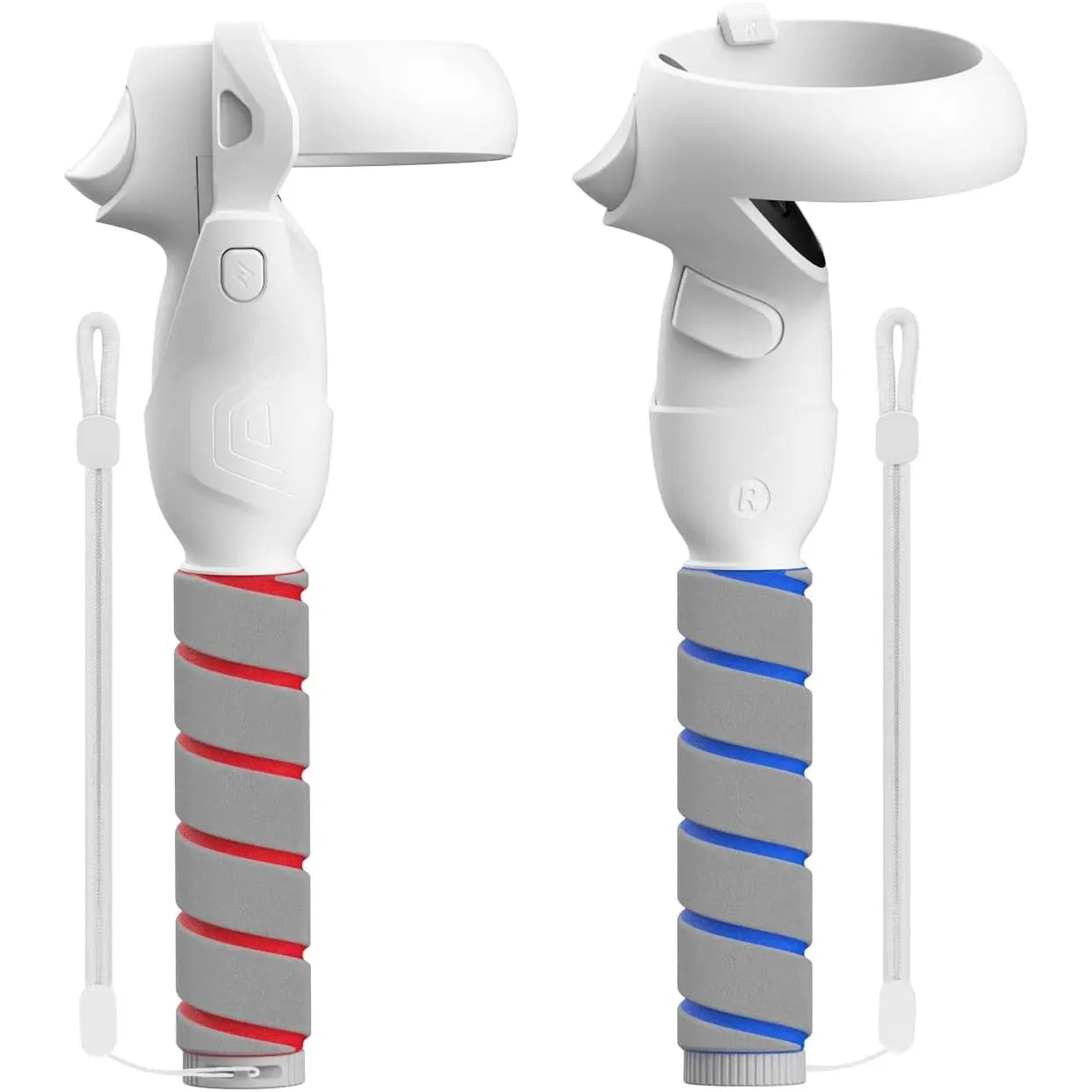 Quick-Lock Handle Attachments for Oculus Quest 2 Controllers, VR Grips for Meta Quest 2 Gorilla Tag Long Arms, Beat Saber & Golf Club Games, White VR Accessory to Enhance Game Experience