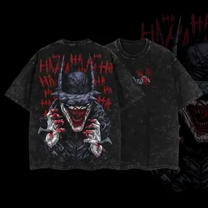 Superstyle Villain Bat Who Laughs Ver 2 Dark Nights: Death Metal Edition Double Printed Oversize Lightweight Acid Washed Tee TV Series Graphic Design Top Cotton Streetwear Comic Superheroes T-Shirt Clothes Menswear Womenswear Classic Soft