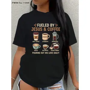Jesus and Coffee Graphic Tee - Casual Vintage Cotton T-Shirt for Christian Believers