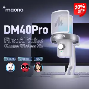 Maono DM40 Voice Changer Budget RGB Wireless/USB Desktop Microphone, audio equipment gear with Noise Reduction, zero latency, budget mics for Computer/PC/PS5 / Mac / Smartphone, ideal for Gaming,Recording,Singing,YouTube,TikTok.