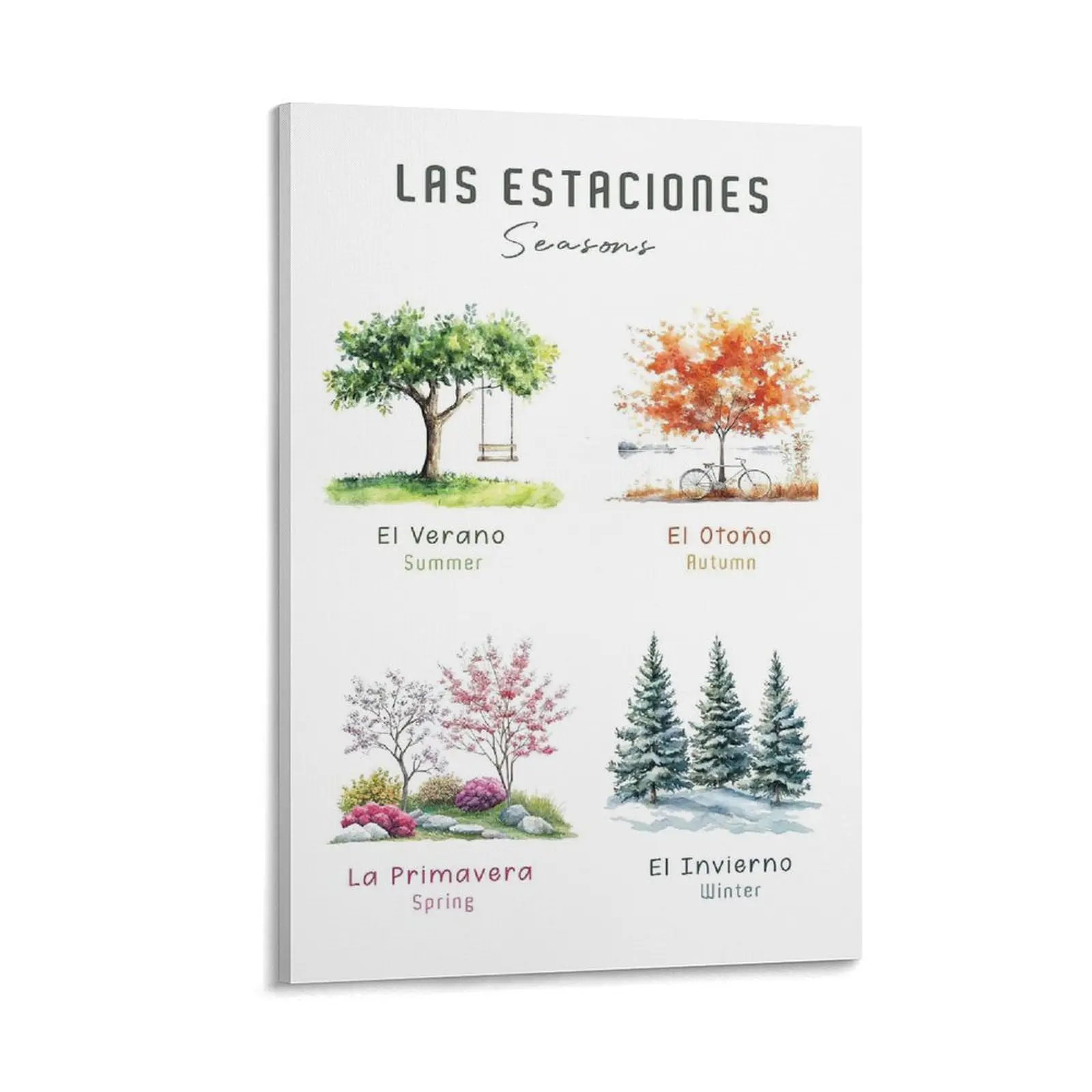 Las Estaciones Del Año Poster, Spanish Classroom Posters, Bilingual Classroom Decor, Preschool Classroom Essentials, Spanish Classroom Decorations Poster Canvas Wall Art For Bedroom Decor Bar Office Room Decor Gift