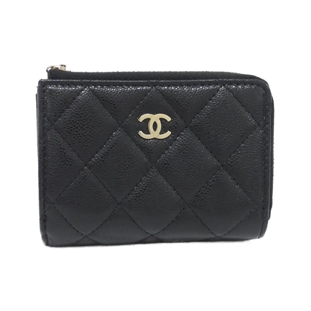 Pre-owned CHANEL Calfskin Small Leather Goods Timeless Classic Caviar Skin Wallet