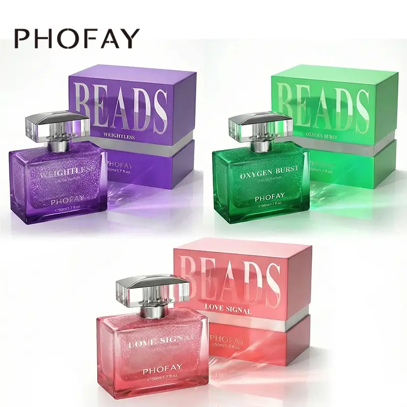 PHOFAY Functional Capsule Beads Perfume 50ml/1.7fl oz 50 ml bottle - 3 Flower Meanings: Sleep Aid, Invigoration, Love, Alcohol-Free Unisex Fragrance, Under-$30 Valentine’s Day/Birthday Gift (Love Signal, Oxygen Burst, Weightless)