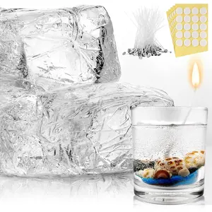 9.9 lb High Density Transparent Gel Candle Wax Clear Gel Wax Jelly Candle 100 count Wick and 100 count Wick Stickers for DIY Making Handmade Projects Material Supplies