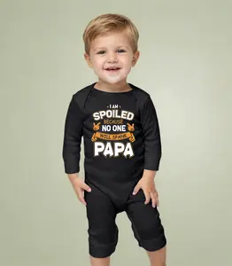 [Lunicora] I'm Spoiled Because No One Spank Papa Onesie, Long Legged Baby Onesie, Cotton Infant T Shirt, Funny Long Legged Baby Bodysuit, Sarcastic Novelty Infant Tee