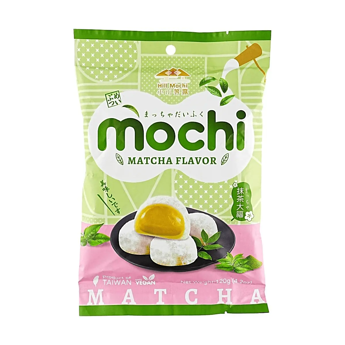 XIAOSHANDENGLU Taiwan Matcha Mochi Daifuku 120g - Vegetarian Sweet Snack