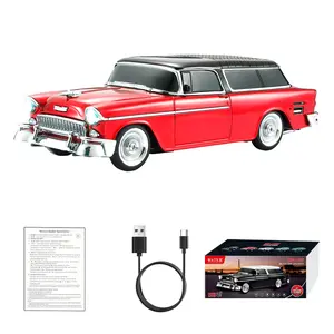 WSTER WS-1955 Retro Sedan Bluetooth Replica Speaker – Portable Wireless Car Model with HD Sound, TWS, FM, LED Party Light, USB/TF, Type-C, Hands-Free Mic for Car Enthusiasts & Home Audio