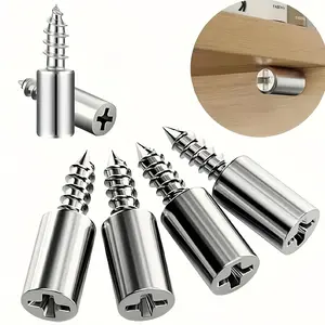 Metal Laminate Bracket Set with Anti-Slip Sleeves & Self-Tapping Screws for Cabinet Partitions Laminate Boards & Glass Brackets Shelf Support Nail Bolts Kit - Decor